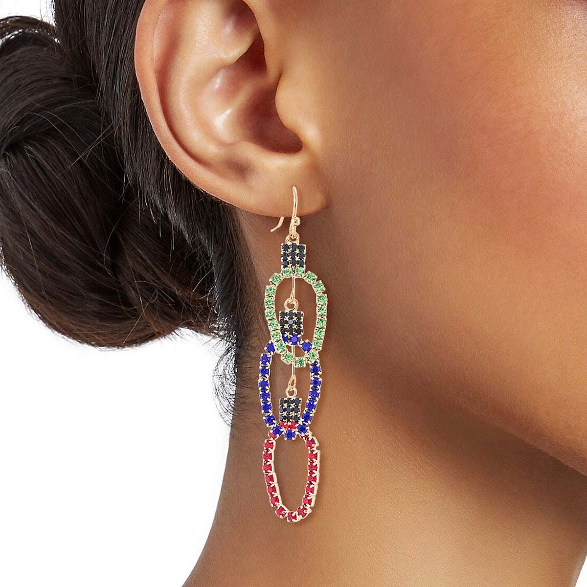 Multi Triple Xmas Light Earrings|2.5 inches - Premium Wholesale Jewelry from Pinktown - Just $11! Shop now at chiquestyles