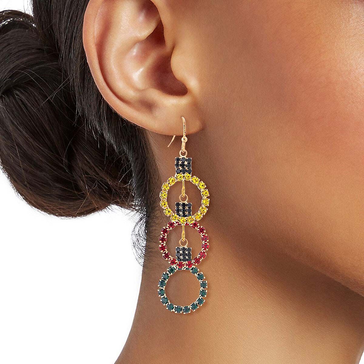 Multi Round Triple Xmas Earrings|2.35 inches - Premium Wholesale Jewelry from Pinktown - Just $11! Shop now at chiquestyles