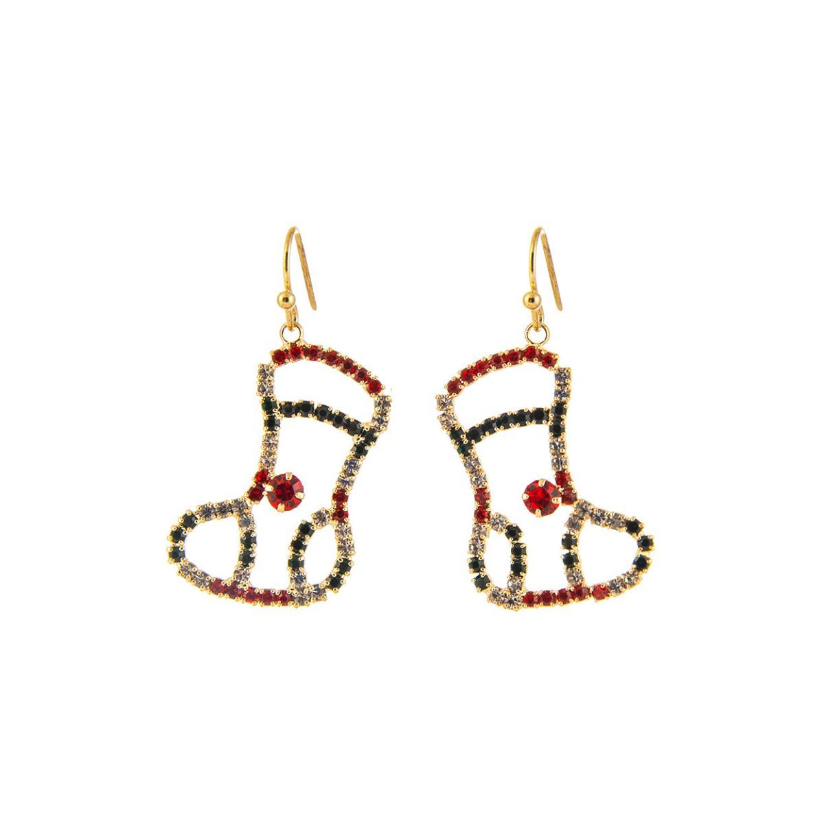 Xmas Stocking Earrings|1 inch - Premium Wholesale Jewelry from Pinktown - Just $6! Shop now at chiquestyles