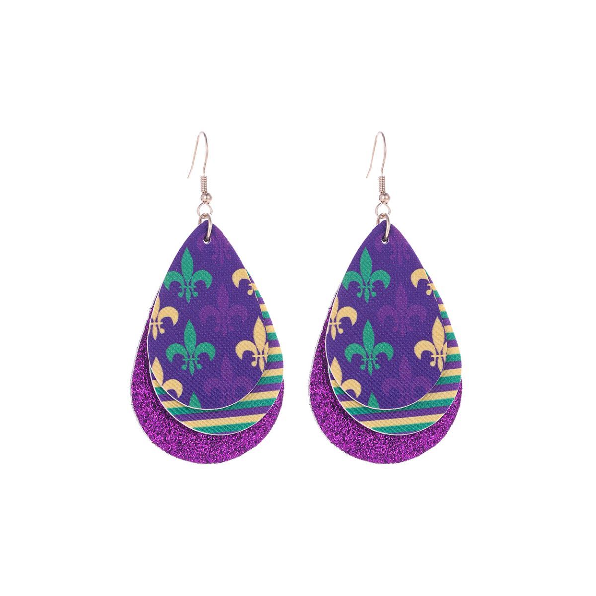 Fleur de Lis Mardi Gras Earrings|2.5 inches - Premium Wholesale Jewelry from Pinktown - Just $5! Shop now at chiquestyles