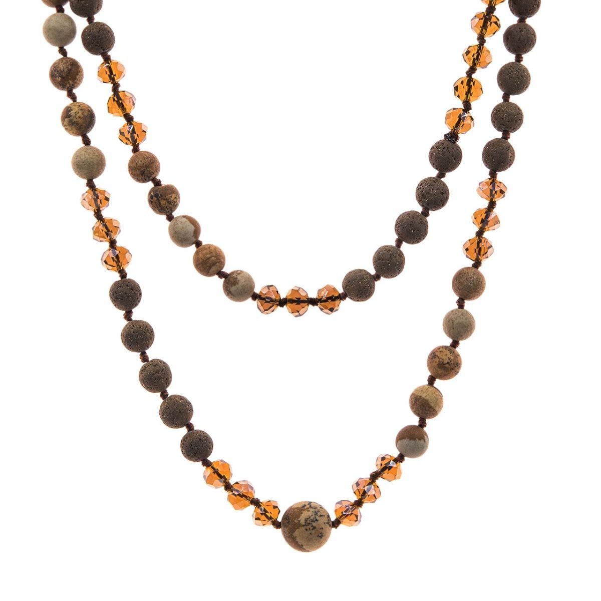 Lava and Glass Bead Necklace|42 inches - Premium Wholesale Jewelry from Pinktown - Just $18! Shop now at chiquestyles