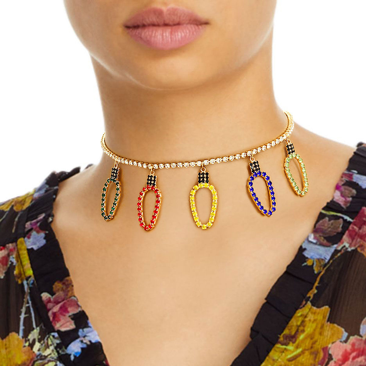 Multi Xmas Light Bulb Choker|15 + 3 inches - Premium Wholesale Jewelry from Pinktown - Just $11! Shop now at chiquestyles