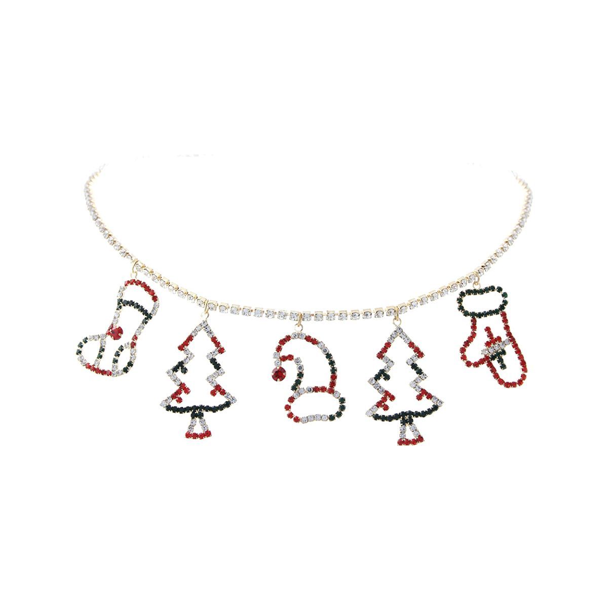 Red Green Xmas Charm Choker|15 + 3 inches - Premium Wholesale Jewelry from Pinktown - Just $11! Shop now at chiquestyles