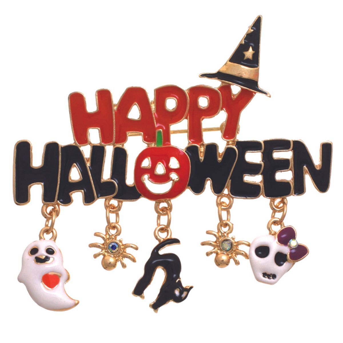 Happy Halloween Charm Brooch|2.7 x 2.5 inches - Premium Wholesale Jewelry from Pinktown - Just $11! Shop now at chiquestyles