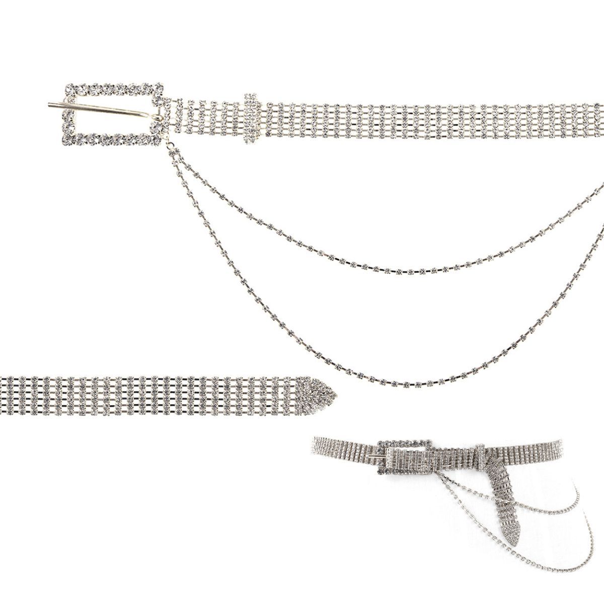 Silver Stone Drape Buckle Belt|44.5 inches - Premium Wholesale Fashion Accessories from Pinktown - Just $27! Shop now at chiquestyles