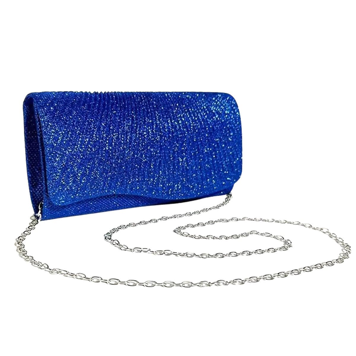 Clutch Blue Ruched Evening Bag for Women|4 x 8 x 2.2 inches - Premium Wholesale Fashion Accessories from Pinktown - Just $34! Shop now at chiquestyles