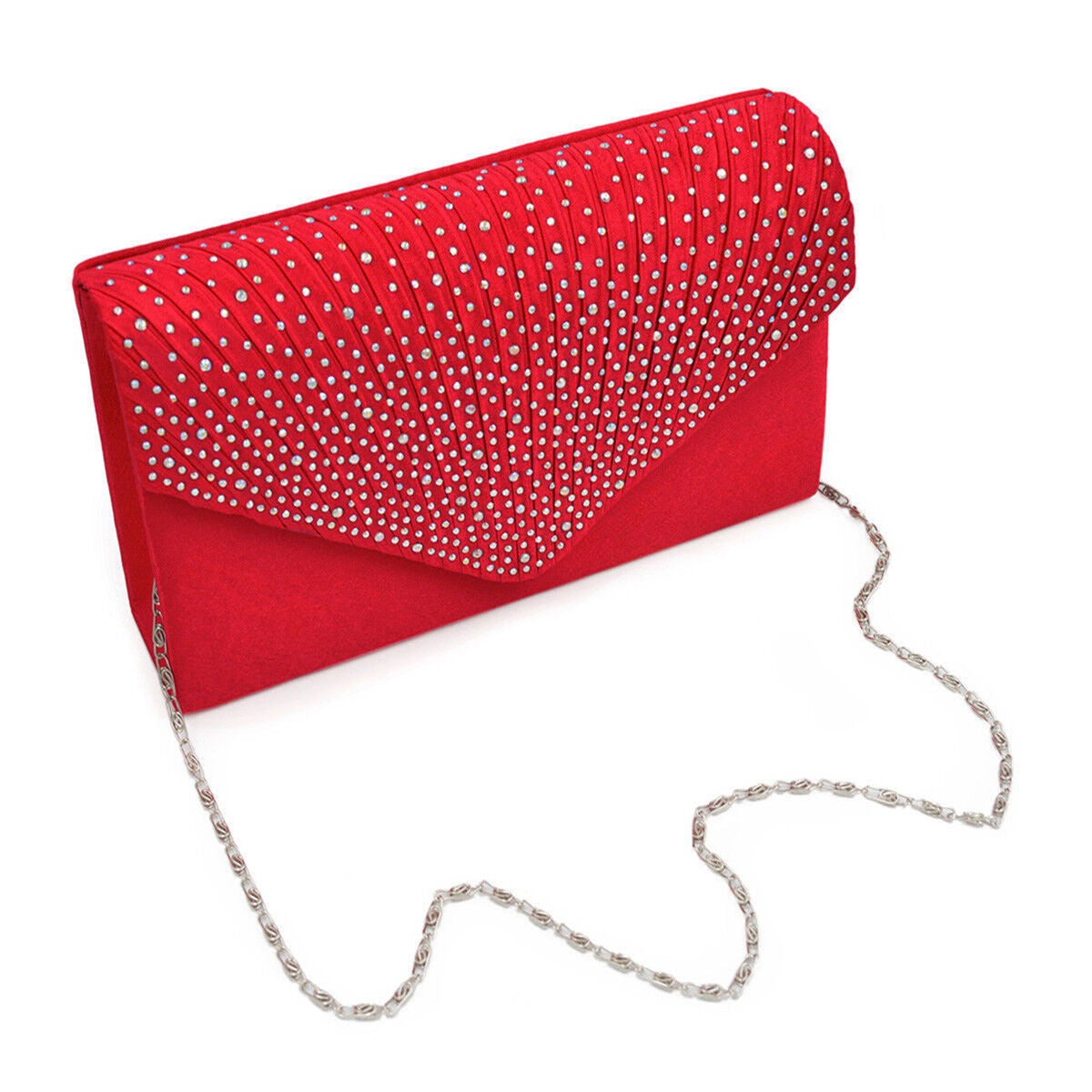 Clutch Red Ruched Rhinestone Bag for Women|5 x 8.25 x 2 inches - Premium Wholesale Fashion Accessories from Pinktown - Just $38! Shop now at chiquestyles