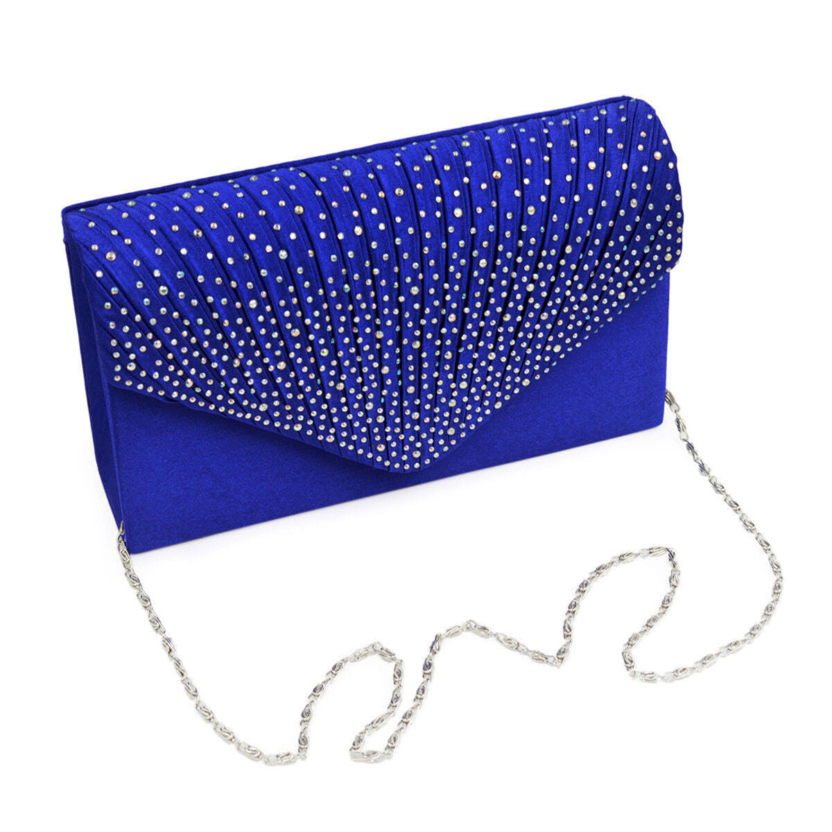 Clutch Blue Ruched Rhinestone Bag for Women|5 x 8.25 x 2 inches - Premium Wholesale Fashion Accessories from Pinktown - Just $33! Shop now at chiquestyles