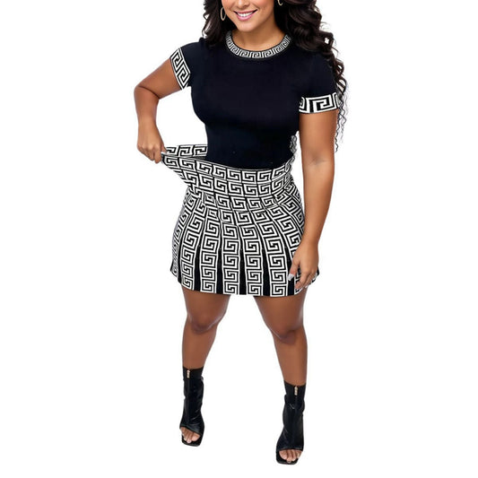 Black White 5XL Top Skirt Set|5XL - Premium Wholesale Boutique Clothing from Pinktown - Just $65! Shop now at chiquestyles