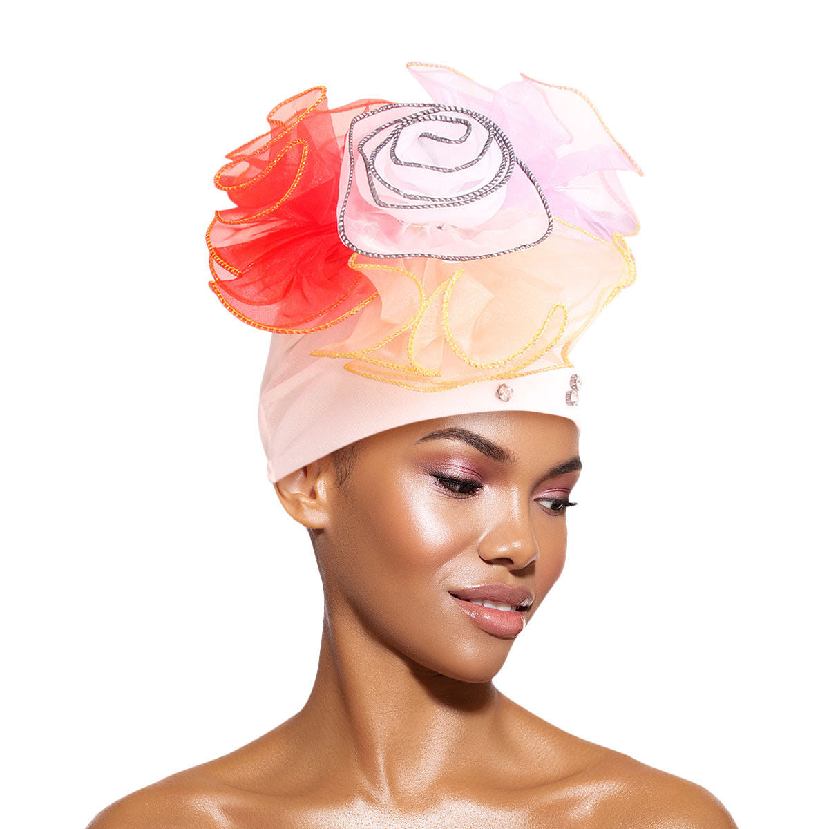 White Pleated Ruffle Rhinestone Turban|Stretch to Fit - Premium Wholesale Fashion Accessories from Pinktown - Just $7! Shop now at chiquestyles