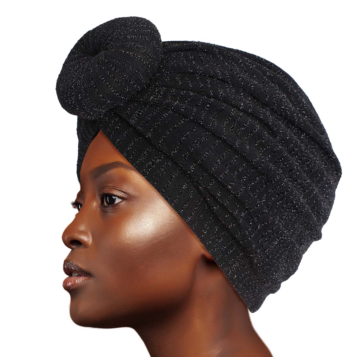 Black Stripe Donut Knot Turban|Stretch to Fit - Premium Wholesale Fashion Accessories from Pinktown - Just $8! Shop now at chiquestyles