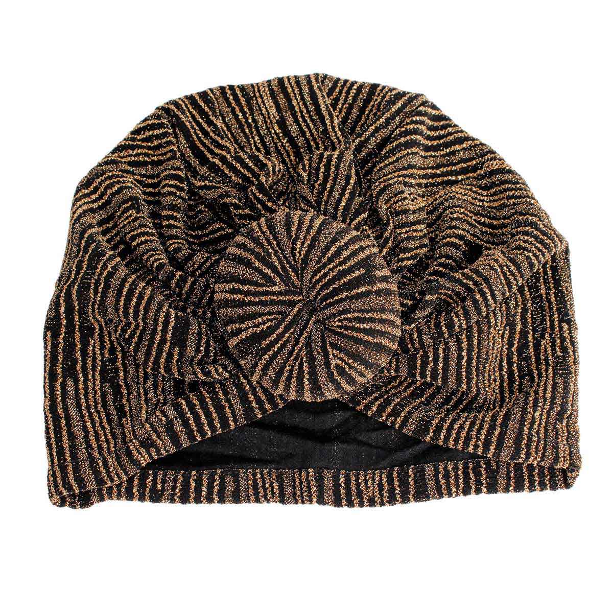 Gold Stripe Donut Knot Turban|Stretch to Fit - Premium Wholesale Fashion Accessories from Pinktown - Just $8! Shop now at chiquestyles