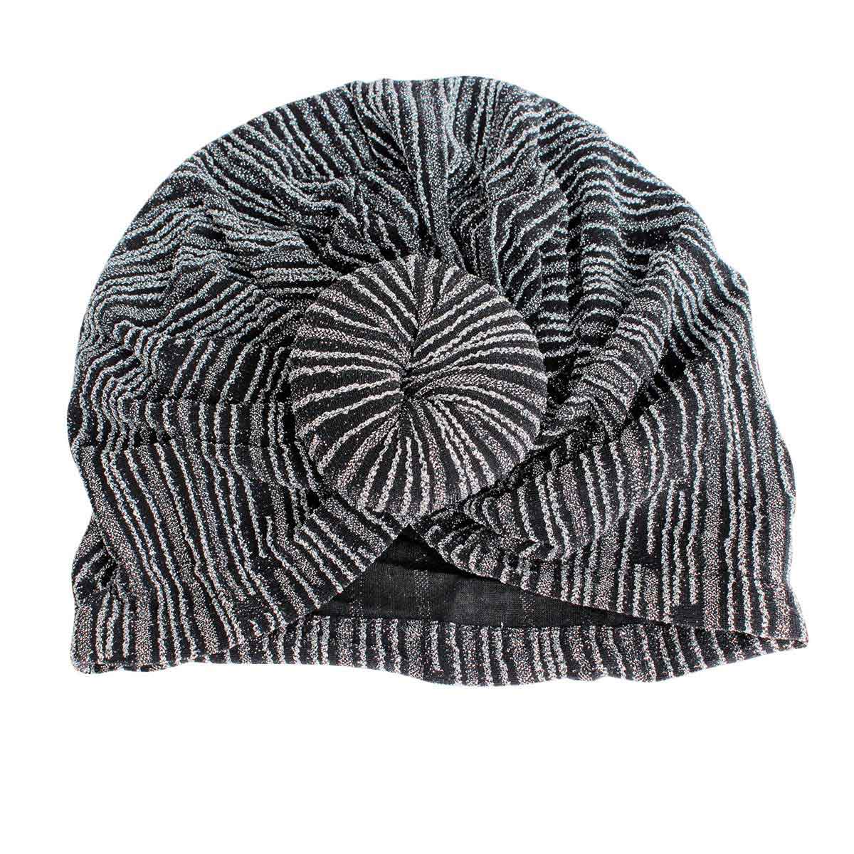 Silver Stripe Donut Knot Turban|Stretch to Fit - Premium Wholesale Fashion Accessories from Pinktown - Just $8! Shop now at chiquestyles