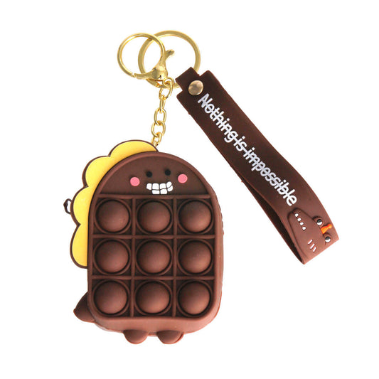 Brown Dino Bubble Pop Keychain|3 x 2.25 inches - Premium Wholesale Fashion Accessories from Pinktown - Just $9! Shop now at chiquestyles