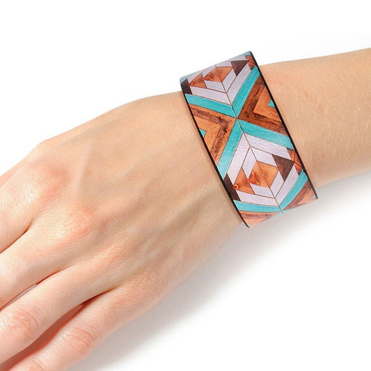 Turquoise Mosaic Cuff|8 inches - Premium Wholesale Jewelry from Pinktown - Just $12! Shop now at chiquestyles