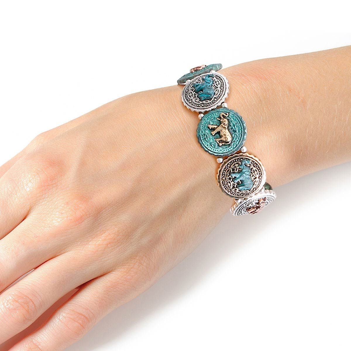 Patina Metal Elephant Round Bracelet|Stretch to Fit - Premium Wholesale Jewelry from Pinktown - Just $11! Shop now at chiquestyles