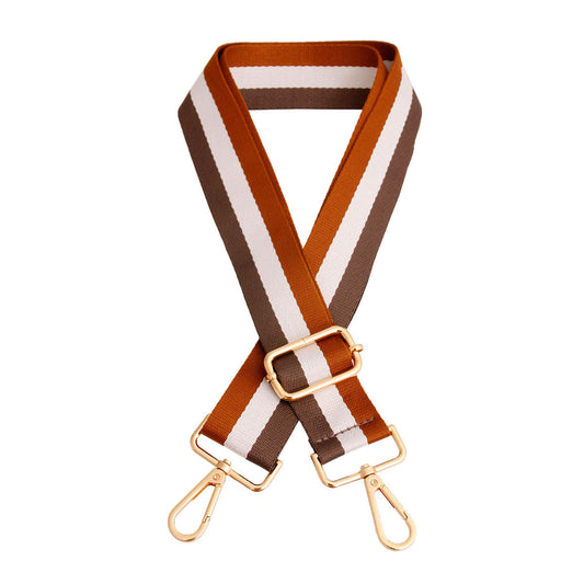 Brown Striped Canvas Bag Strap|45 x 1.45 inches - Premium Wholesale Fashion Accessories from Pinktown - Just $10! Shop now at chiquestyles