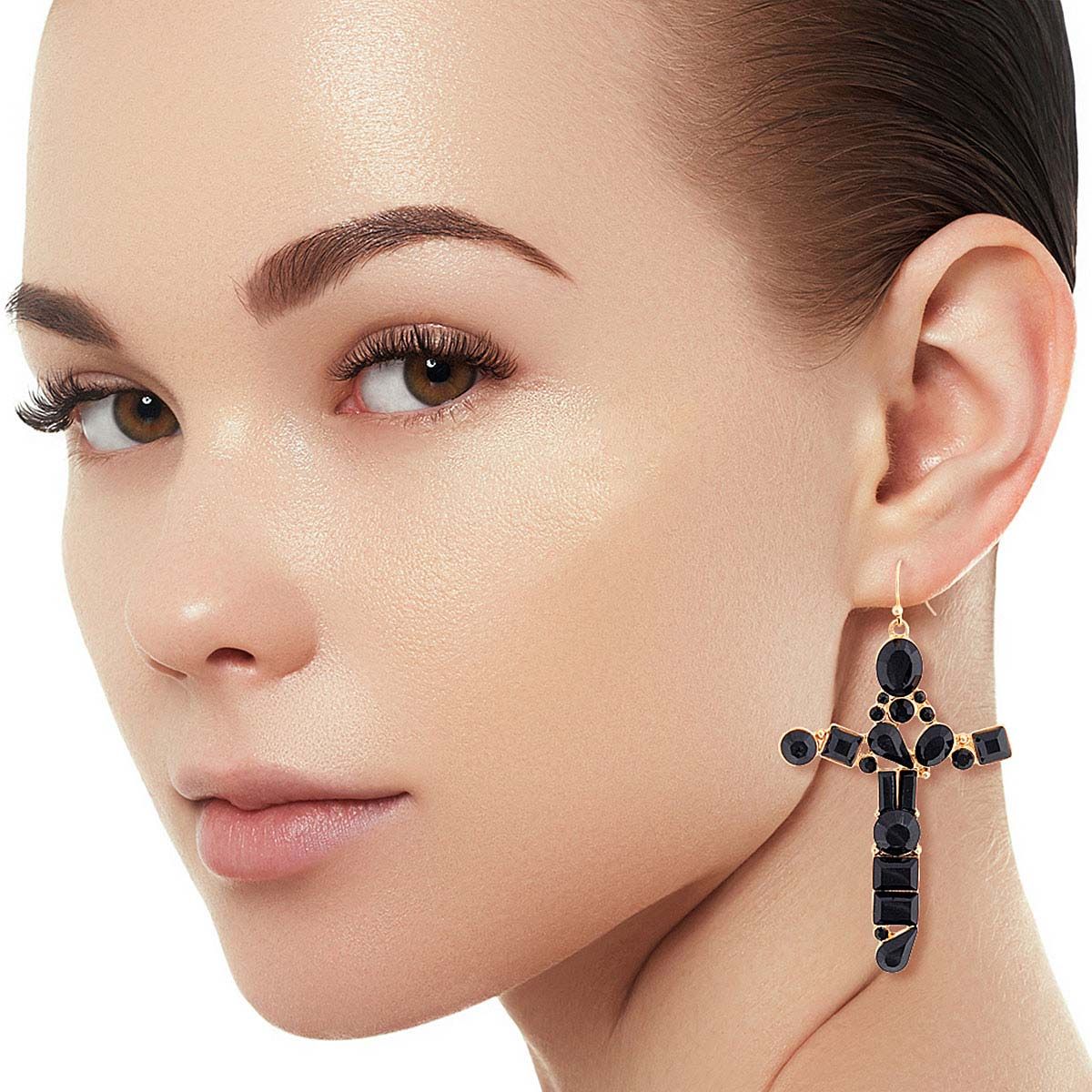 Black Celeb Cross Earrings|2.5 inches - Premium Wholesale Jewelry from Pinktown - Just $10! Shop now at chiquestyles