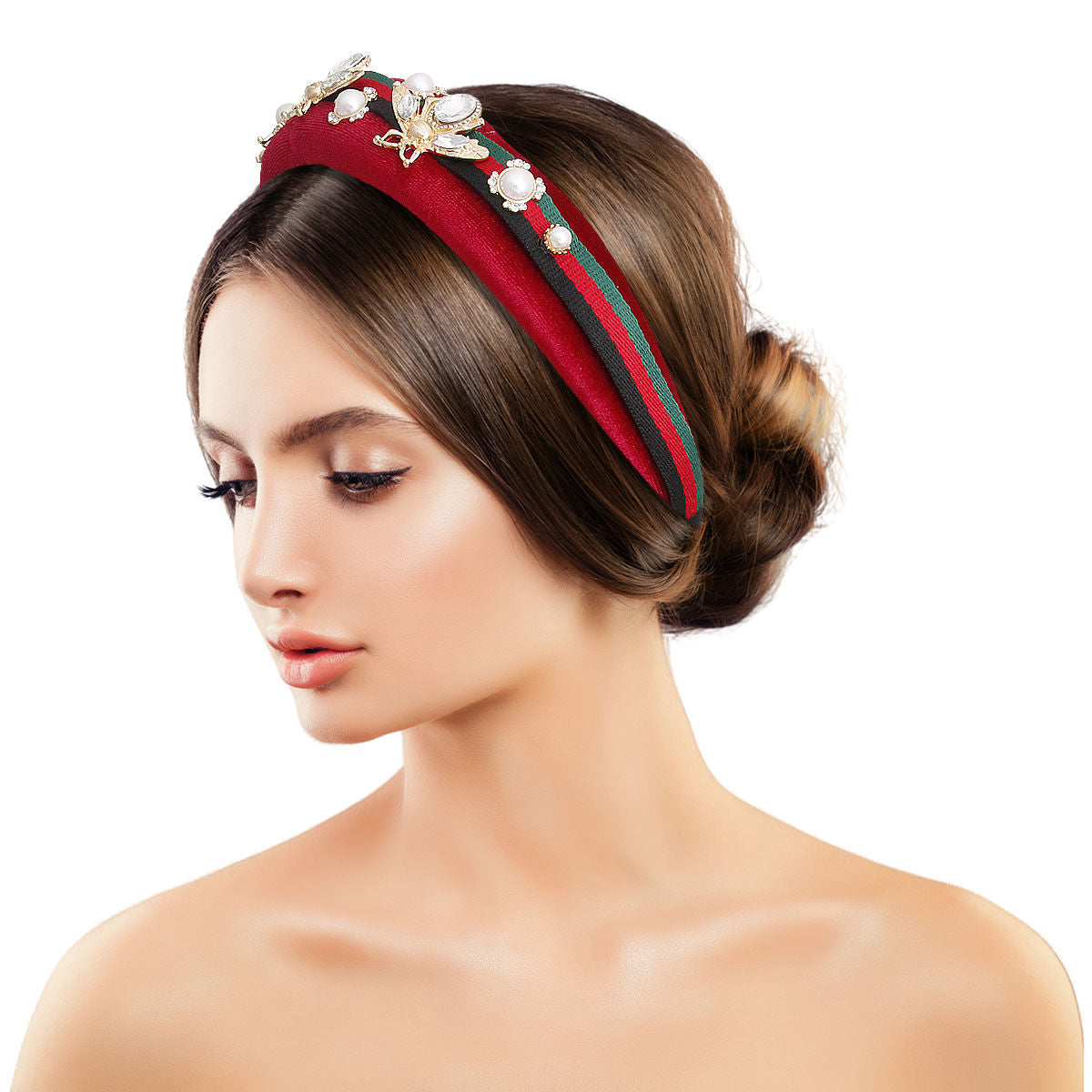 Designer Red Velvet Bee Padded Headband|Adjustable - Premium Wholesale Fashion Accessories from Pinktown - Just $21! Shop now at chiquestyles