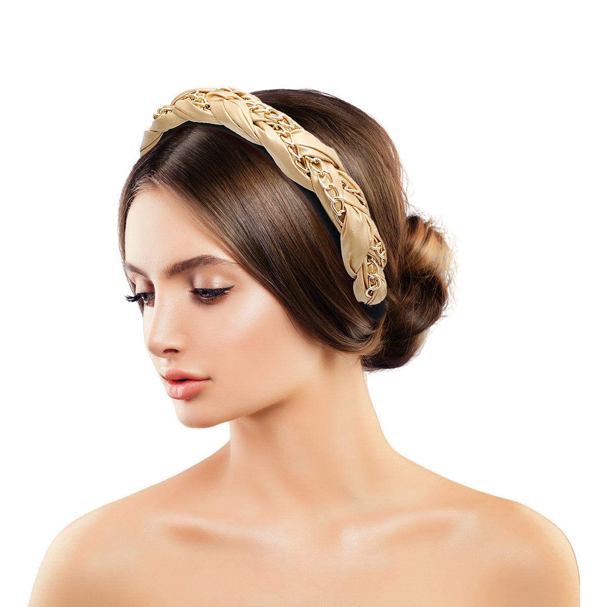 Gold Braided Chain Headband|Adjustable - Premium Wholesale Fashion Accessories from Pinktown - Just $12! Shop now at chiquestyles