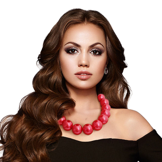 Red Bubble Gum Pearl Necklace|18 inches - Premium Wholesale Jewelry from Pinktown - Just $16! Shop now at chiquestyles