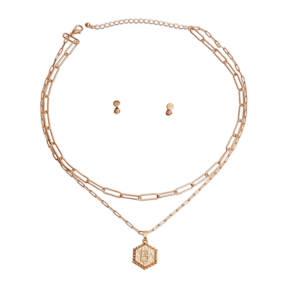 B Hexagon Initial Charm Necklace|17 inches - Premium Wholesale Jewelry from Pinktown - Just $13! Shop now at chiquestyles