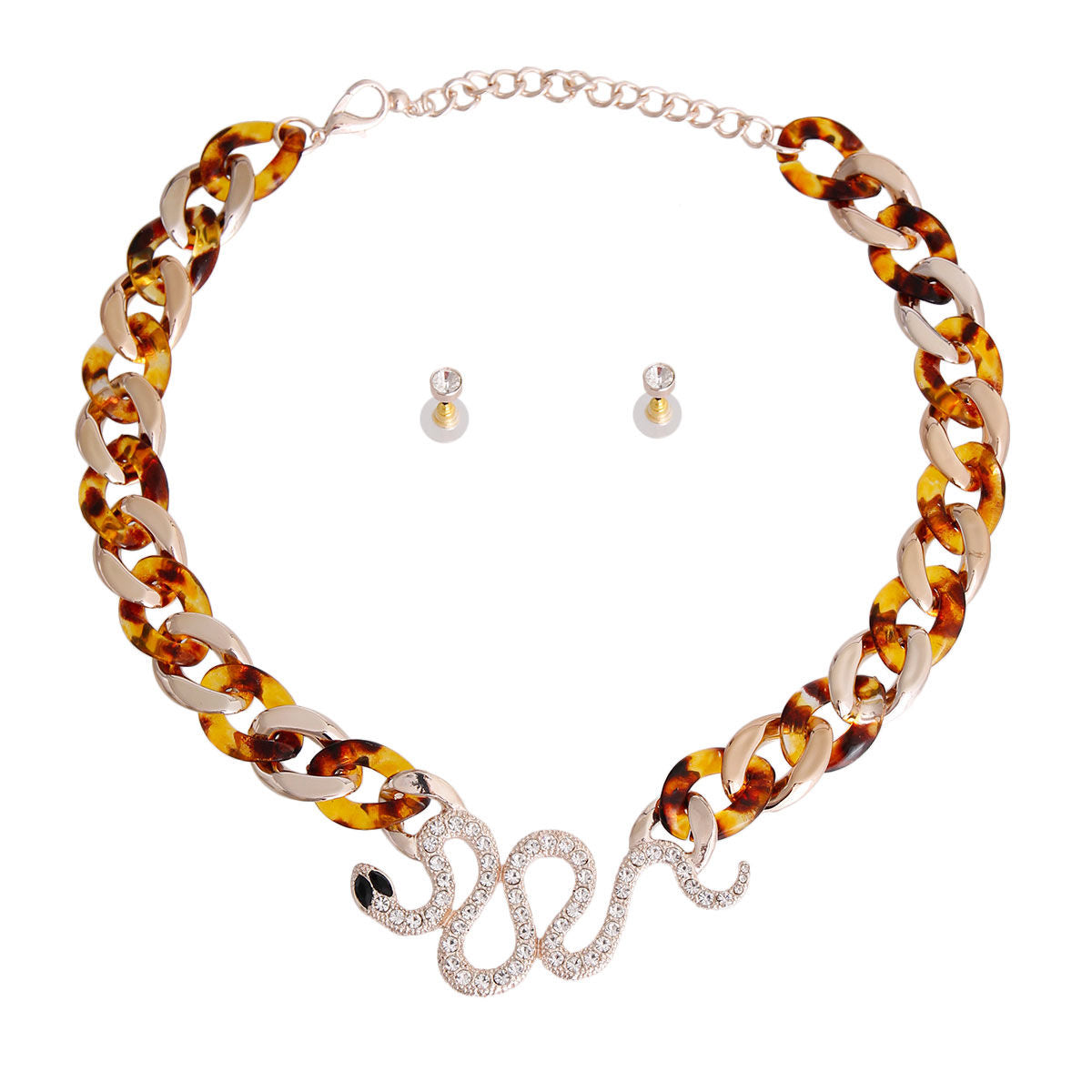 Tortoiseshell Chain Designer Snake Necklace|18 inches - Premium Wholesale Jewelry from Pinktown - Just $15! Shop now at chiquestyles