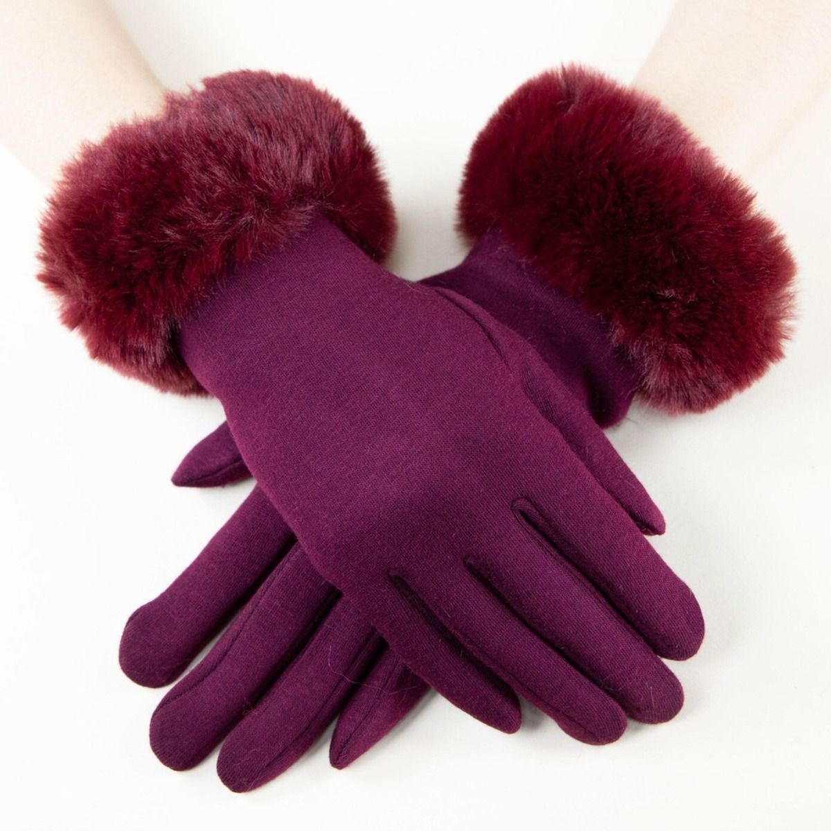 Gloves Burgundy Fur Trim Winter Gloves for Women - Premium Wholesale Fashion Accessories from Pinktown - Just $15! Shop now at chiquestyles