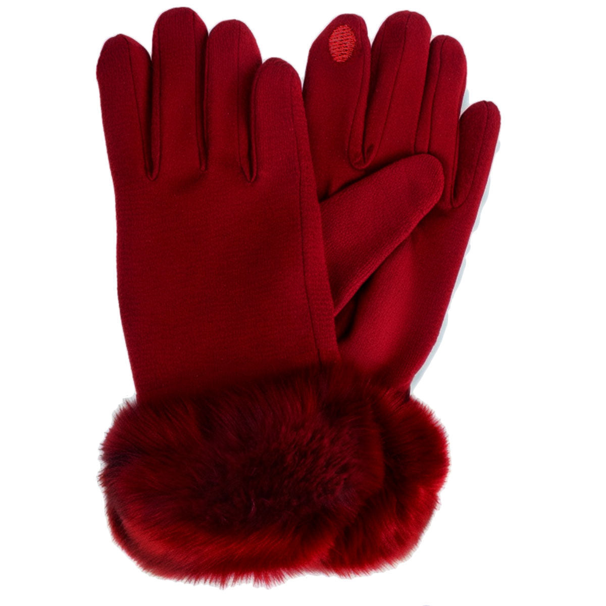 Gloves Burgundy Fur Trim Winter Gloves for Women - Premium Wholesale Fashion Accessories from Pinktown - Just $15! Shop now at chiquestyles