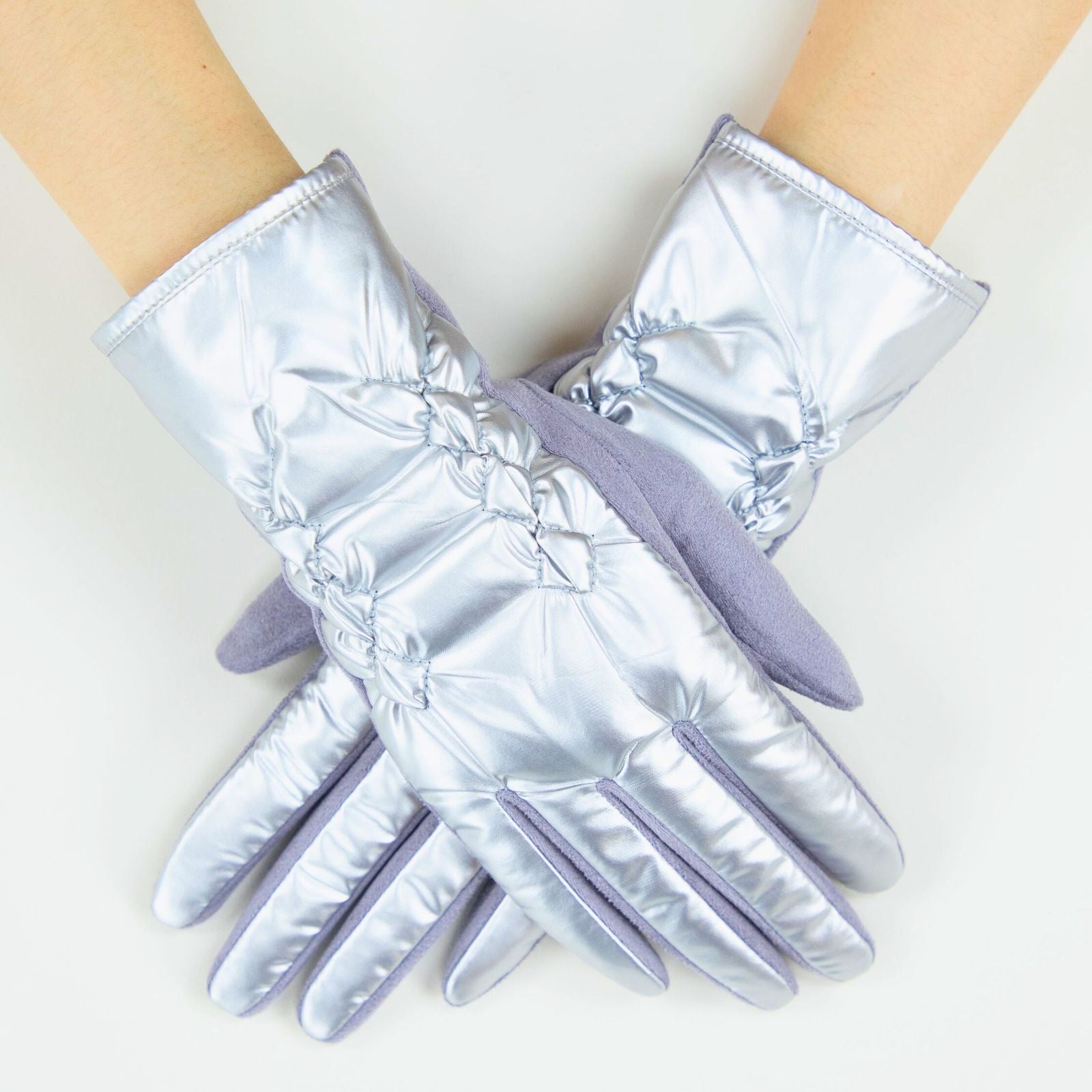 Gloves Silver Puffer Winter Gloves for Women|One Size - Premium Wholesale Fashion Accessories from Pinktown - Just $15! Shop now at chiquestyles