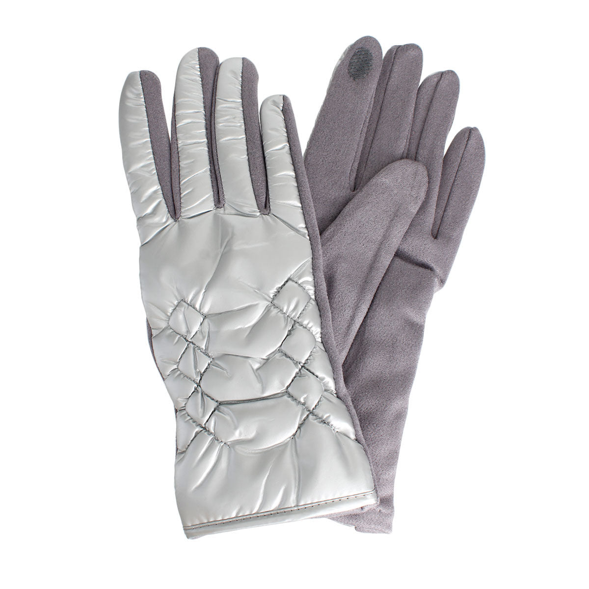 Gloves Silver Puffer Winter Gloves for Women|One Size - Premium Wholesale Fashion Accessories from Pinktown - Just $15! Shop now at chiquestyles