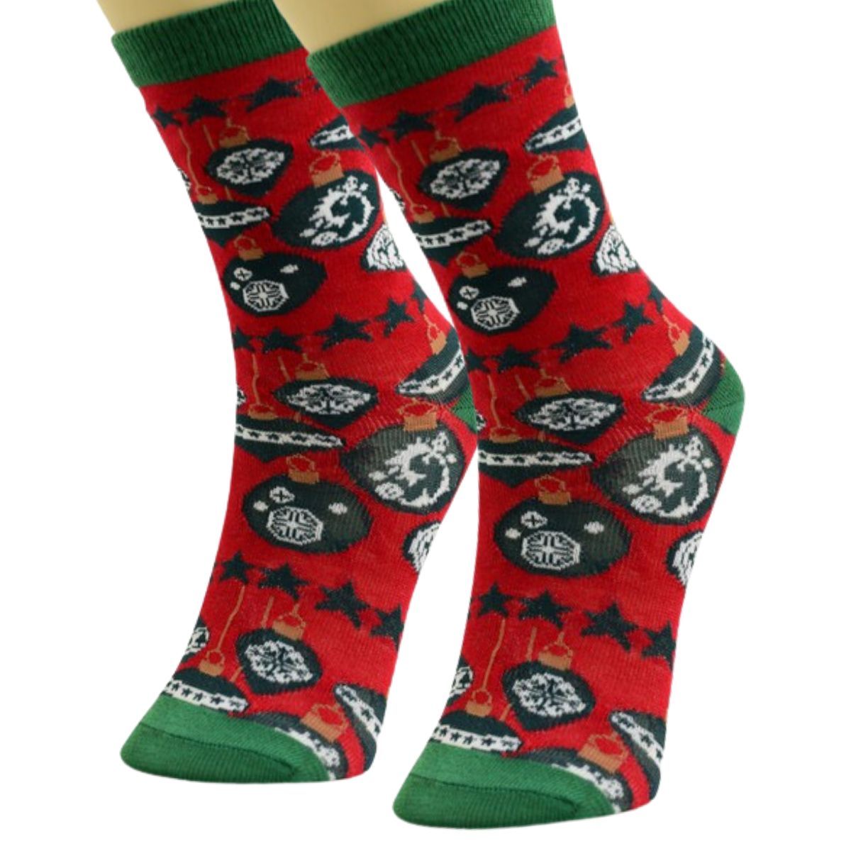 Xmas Ornament Crew Socks 3 Pcs|One Size - Premium Wholesale Fashion Accessories from Pinktown - Just $13! Shop now at chiquestyles