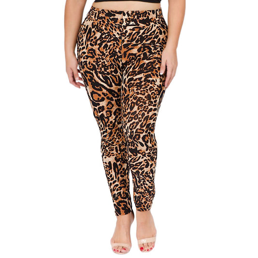 Plus Size Leopard Leggings-Waist 33-39"|Plus Size - Premium Wholesale Fashion Accessories from Pinktown - Just $21! Shop now at chiquestyles